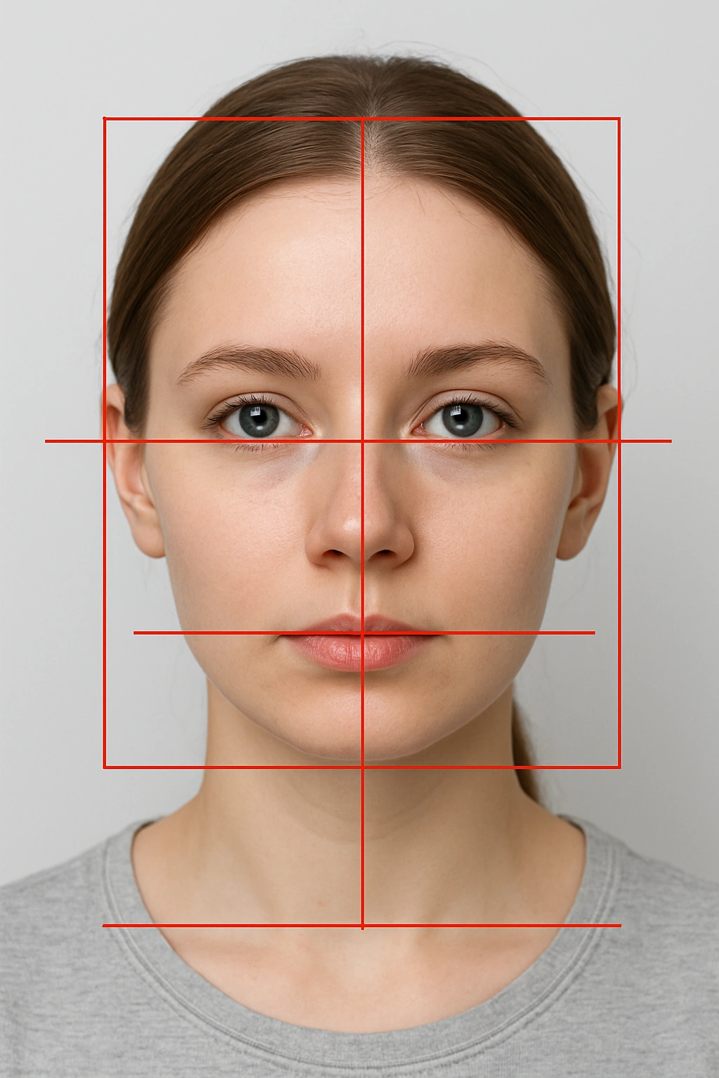 Facial alignment example for UK passport photo