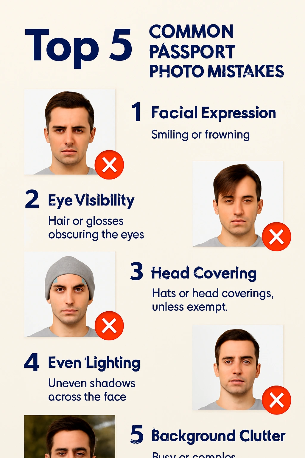 Top mistakes in UK passport photos