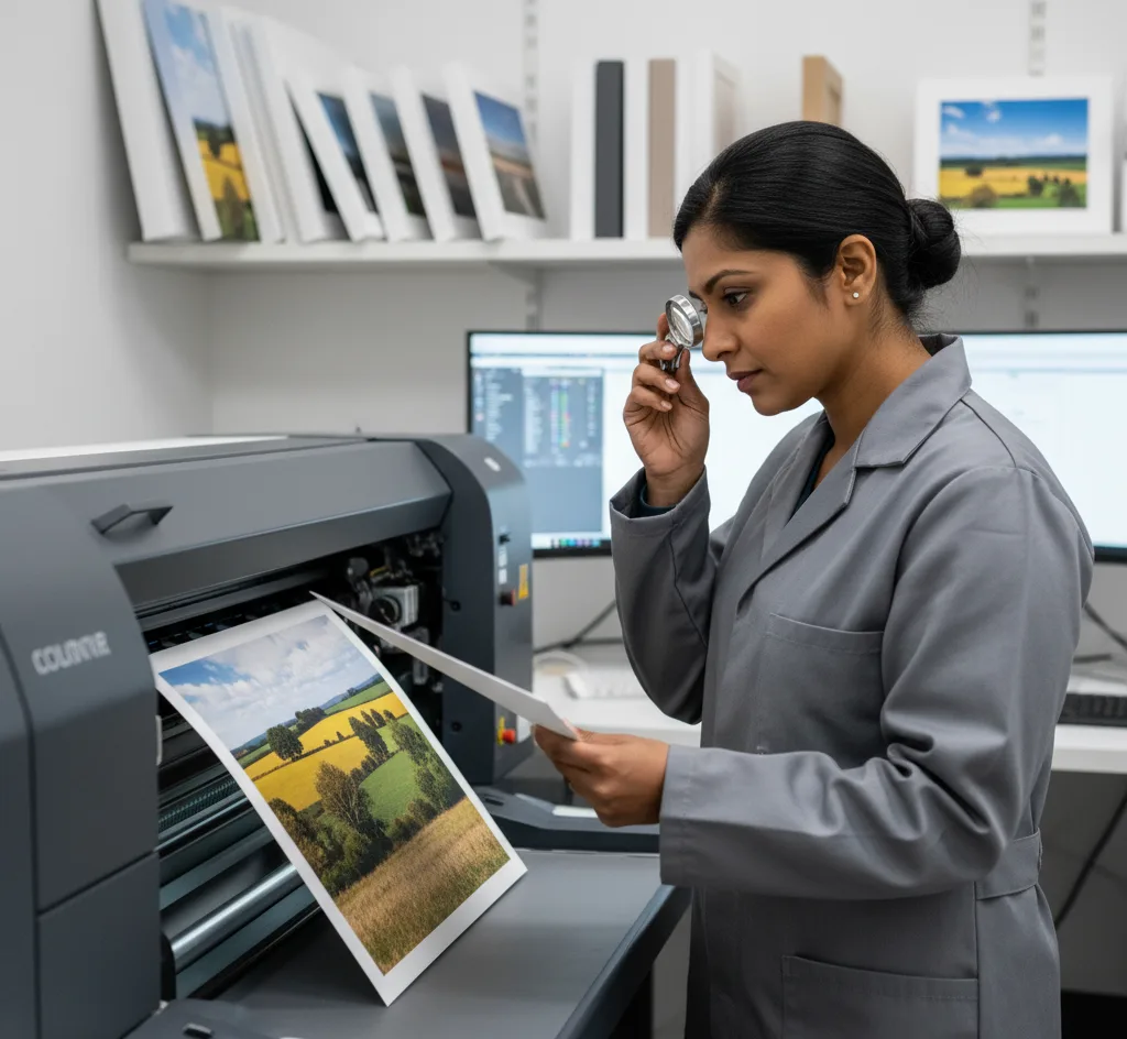 Professional photo printing equipment at Suny Graphics ensuring high-quality prints in Cambridgeshire